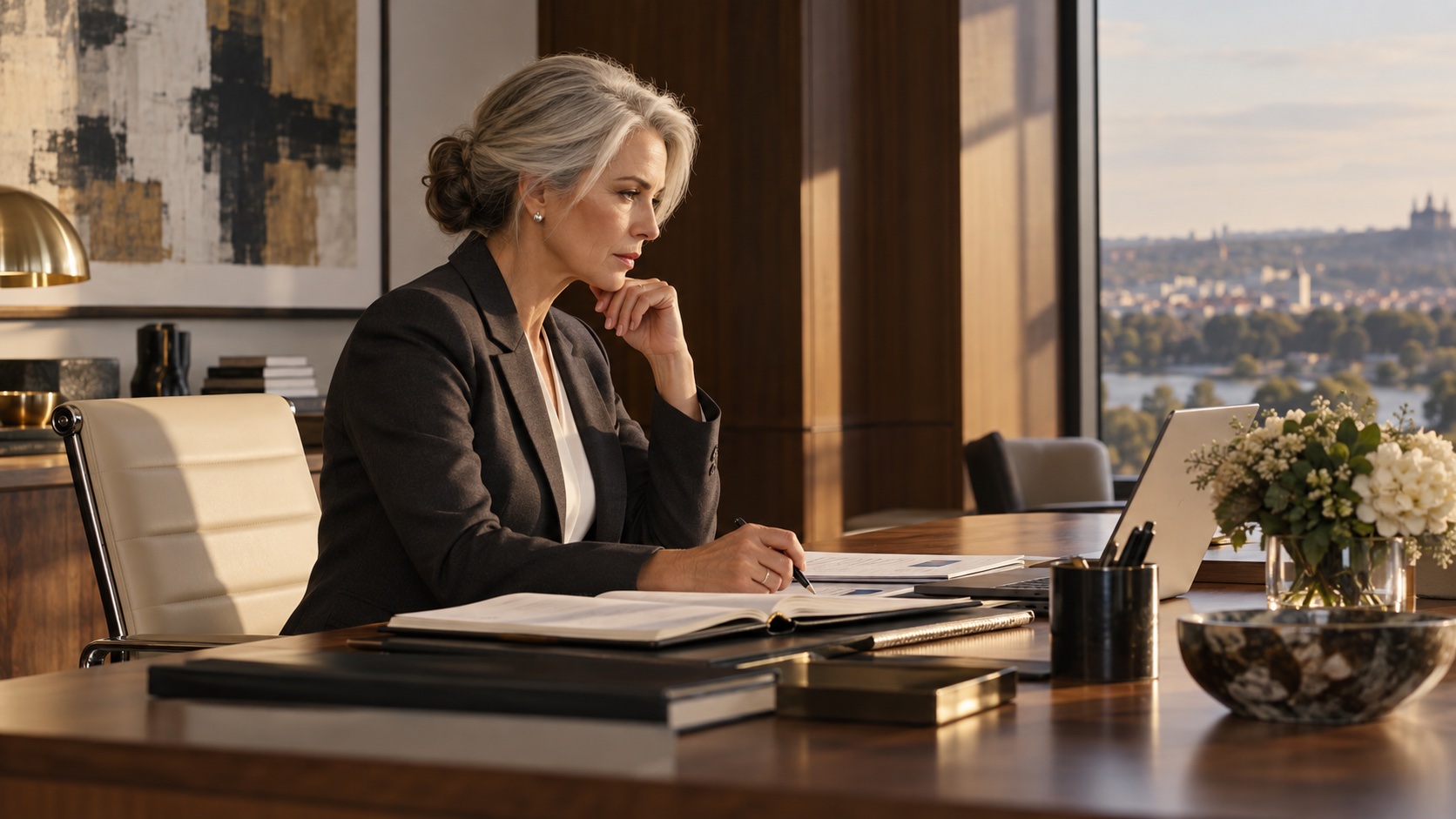 Finance manager working in a private office