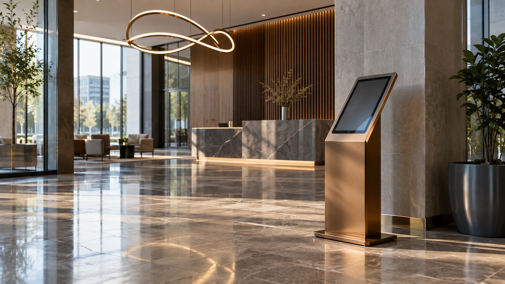 Self-service kiosk in the entrance hall of the company