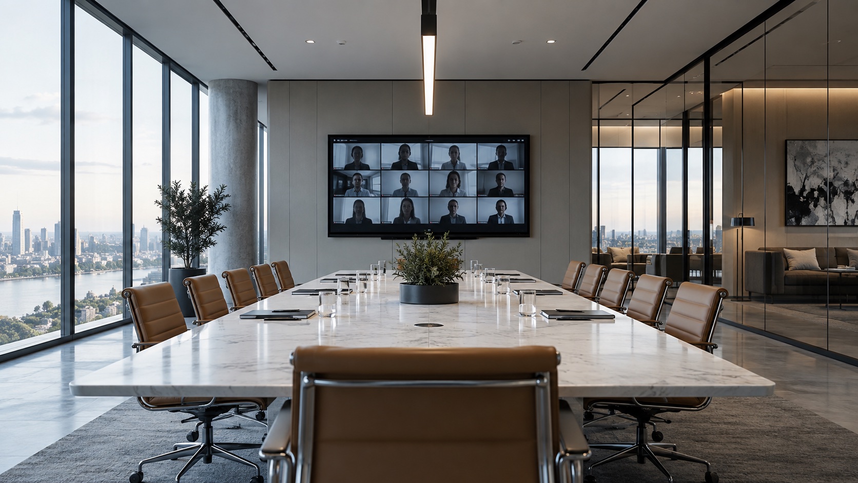 Corporate meeting room for video conferencing